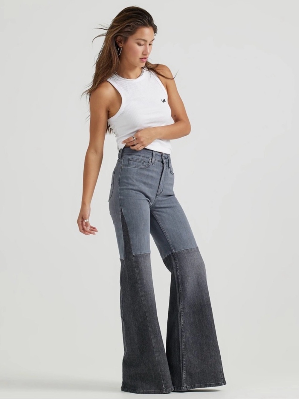 Lee Janet Flare Two-Tone Black/Gray Flare Jeans